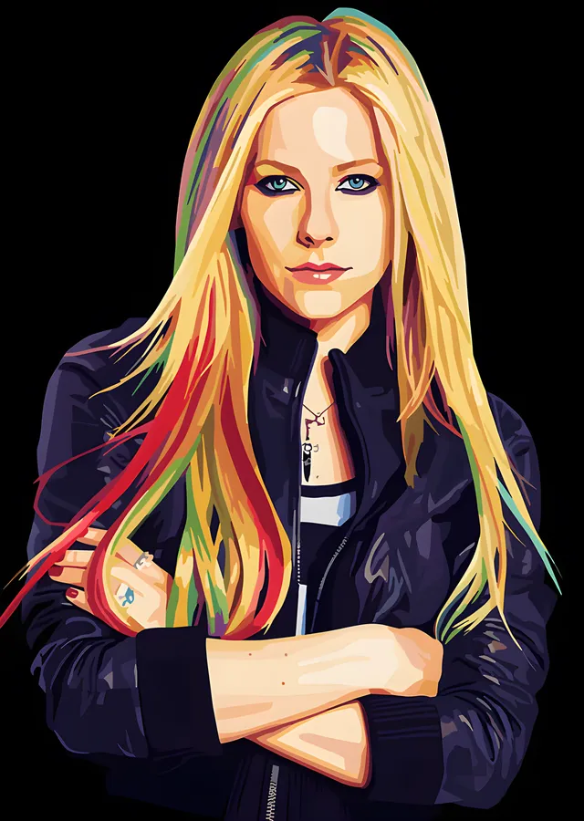 Avril Lavigne - Kollar Kavuşuk Portre metal tablo