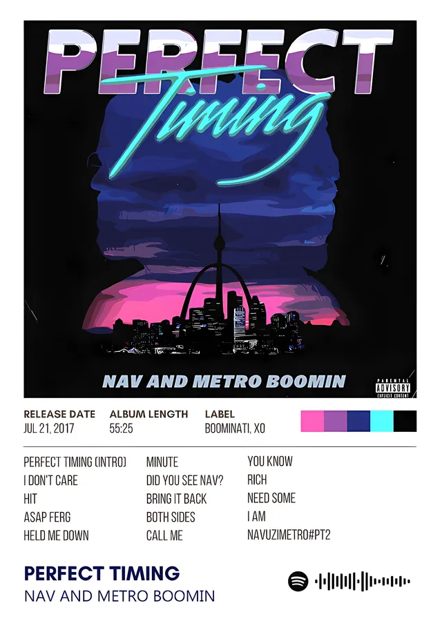 NAV ve Metro Boomin - Perfect Timing Künyesi metal tablo