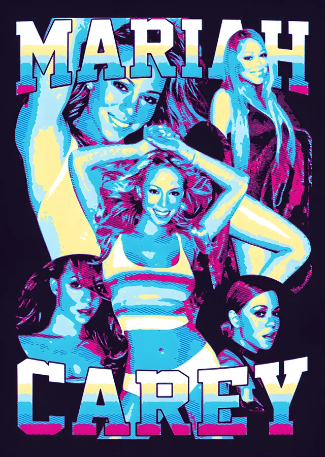 Mariah Carey - Retro Kolaj Afişi metal tablo
