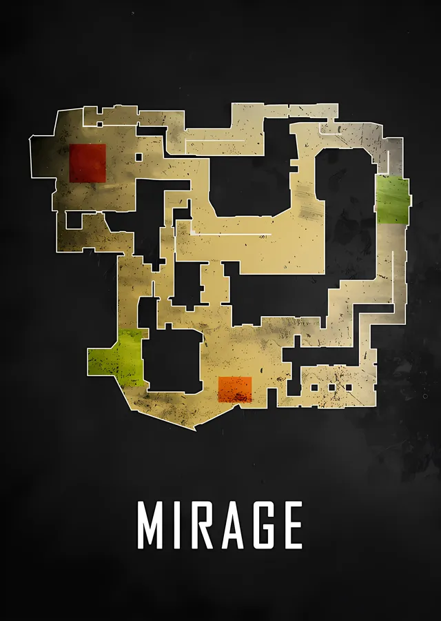 Counter-Strike Mirage - Harita Planı metal tablo