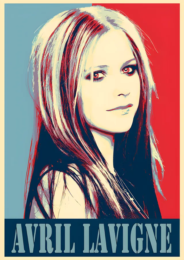 Avril Lavigne - Kırmızı Krem Poster Portre metal tablo