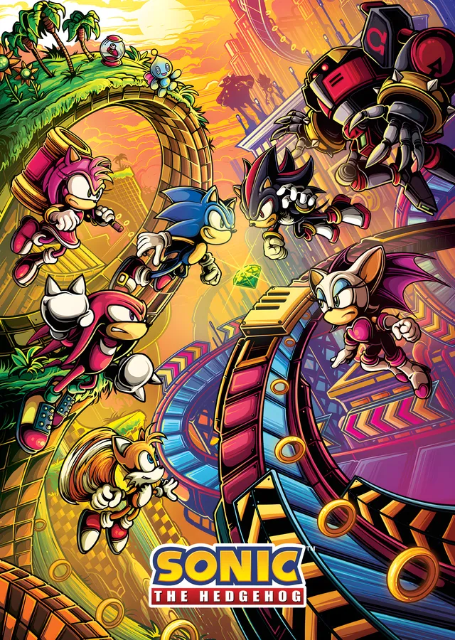 Sonic the Hedgehog - Renkli Hız Sahnesi metal tablo