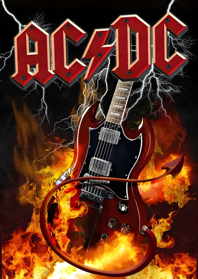 AC/DC - Alevler İçinde Gitar metal tablo