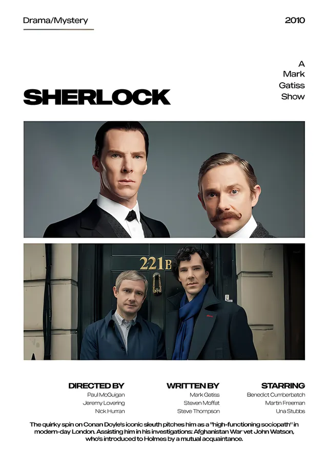 Sherlock - Dizi Künyesi Afişi metal tablo