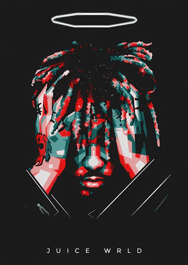 Juice WRLD - Glitch Portre ve Hale metal tablo