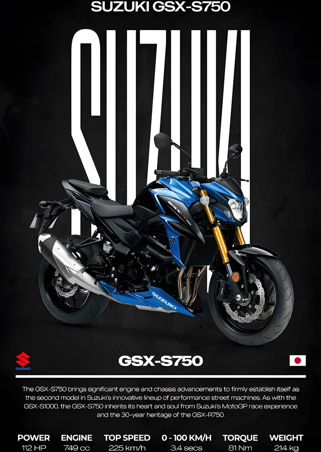 Suzuki GSX-S750 - Mavi metal tablo
