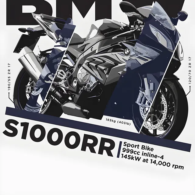 BMW S1000RR - Teknik Çizim Afişi metal tablo