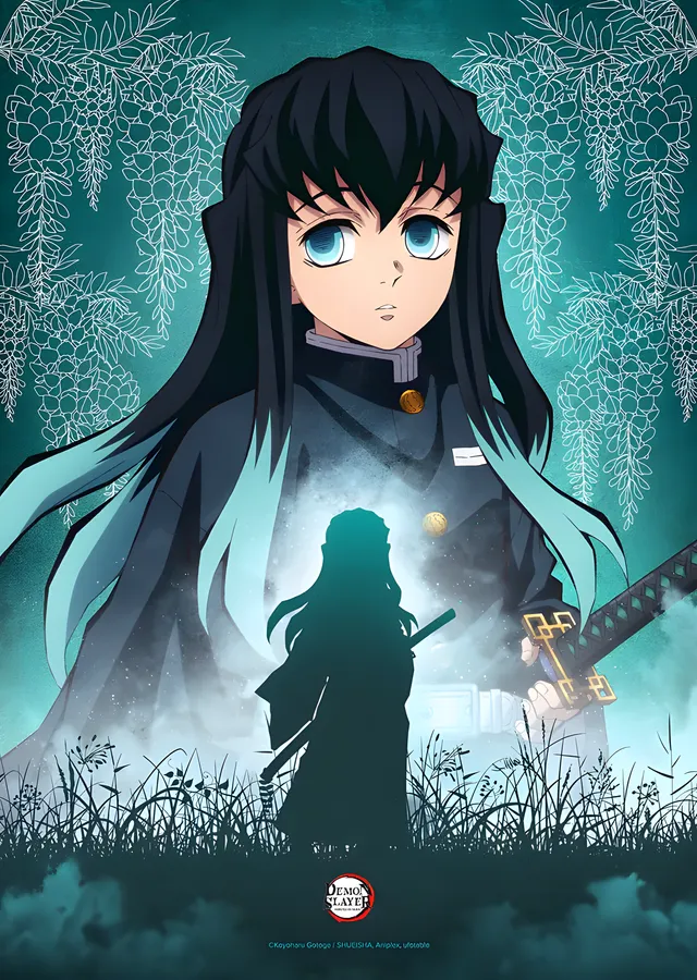 Demon Slayer - Turkuaz Zeminde Karakter metal tablo