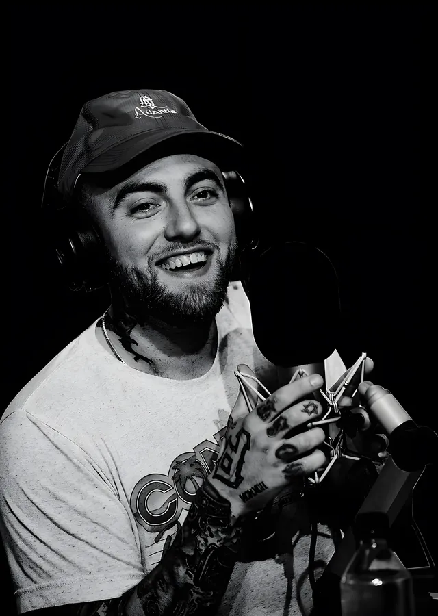 Mac Miller - Siyah Beyaz Gülümseme metal tablo