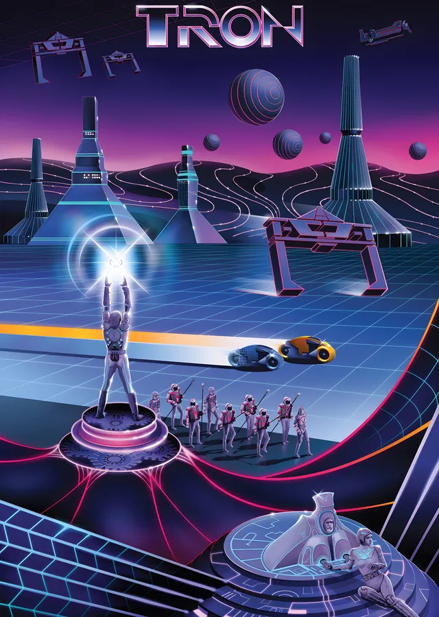Tron - Neon Izgara Arenası metal tablo