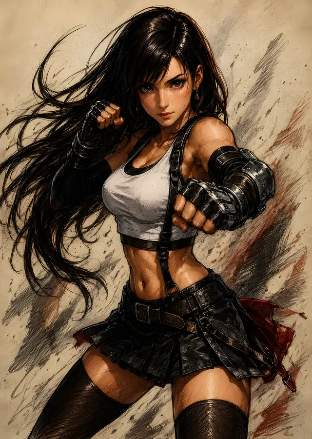 Tifa Lockhart - Dövüş Duruşu metal tablo