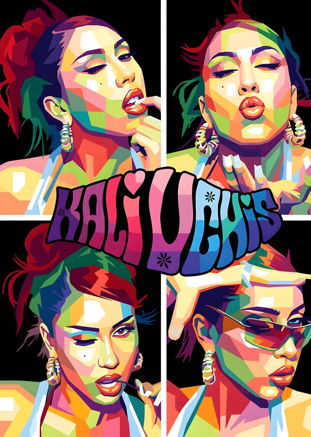 Kali Uchis: Dörtlü Pop Art metal tablo