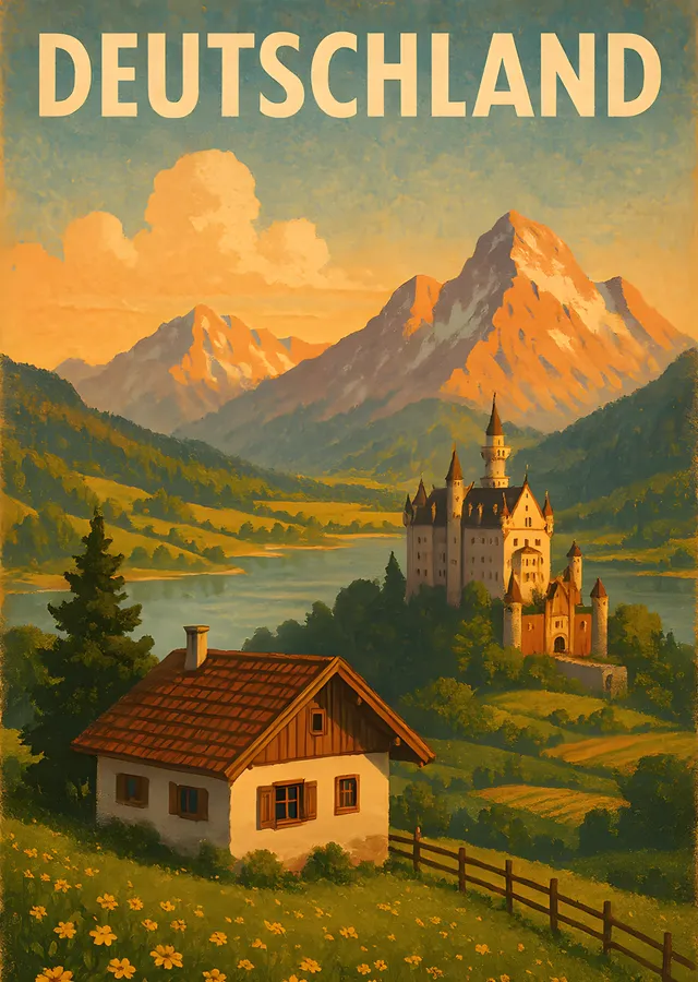 Deutschland - Vintage Seyahat Afişi metal tablo