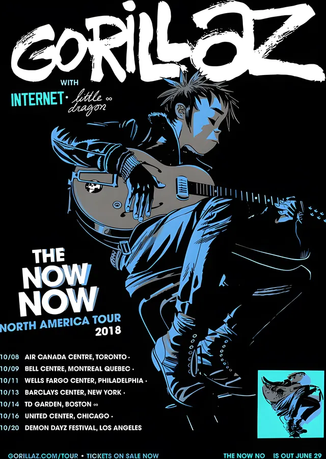 Gorillaz - The Now Now Turnesi metal tablo
