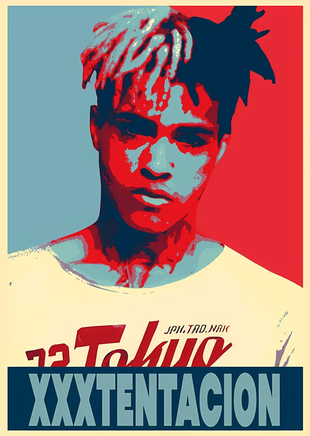 XXXTentacion - Kırmızı Krem Poster Portre metal tablo