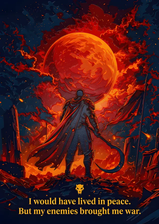 Kızıl Ay Altında Savaşçı metal tablo