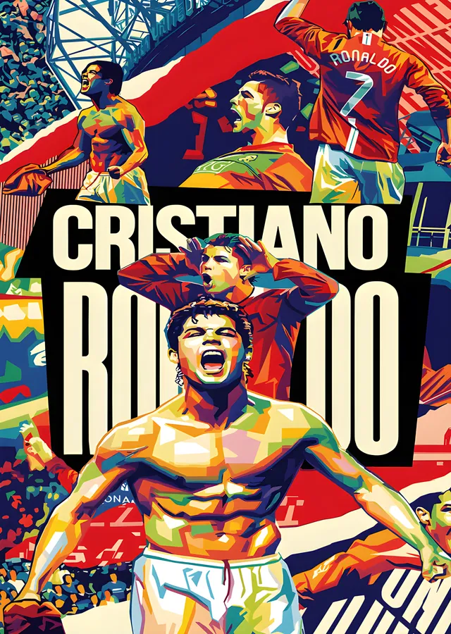 Cristiano Ronaldo - Pop Art Kolaj metal tablo