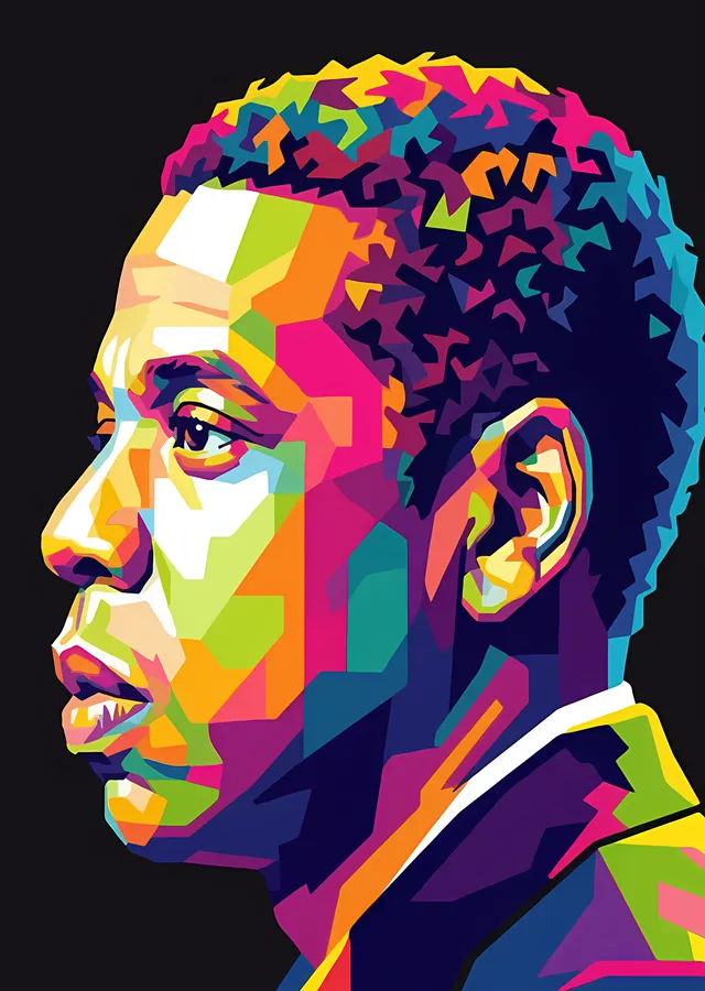 Jay-Z - Renkli Profil Portresi metal tablo