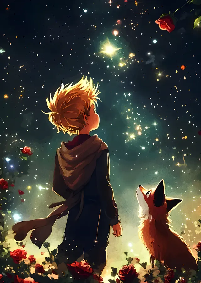 The Little Prince - Gül Tarlasında Yıldız Yağmuru metal tablo