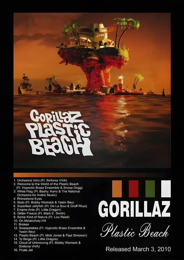 Gorillaz - Plastic Beach Künyesi metal tablo
