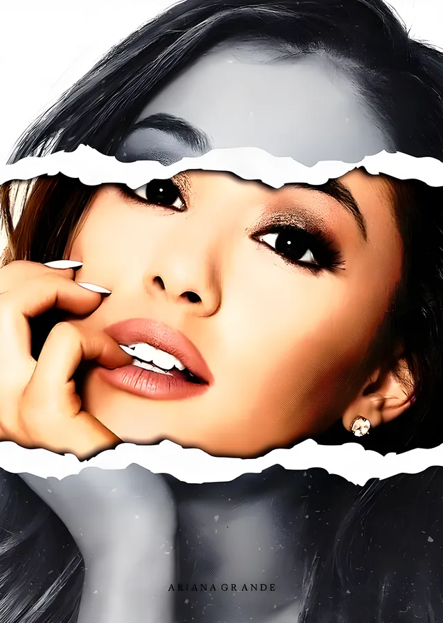 Ariana Grande - Yırtık Kağıt Portre metal tablo