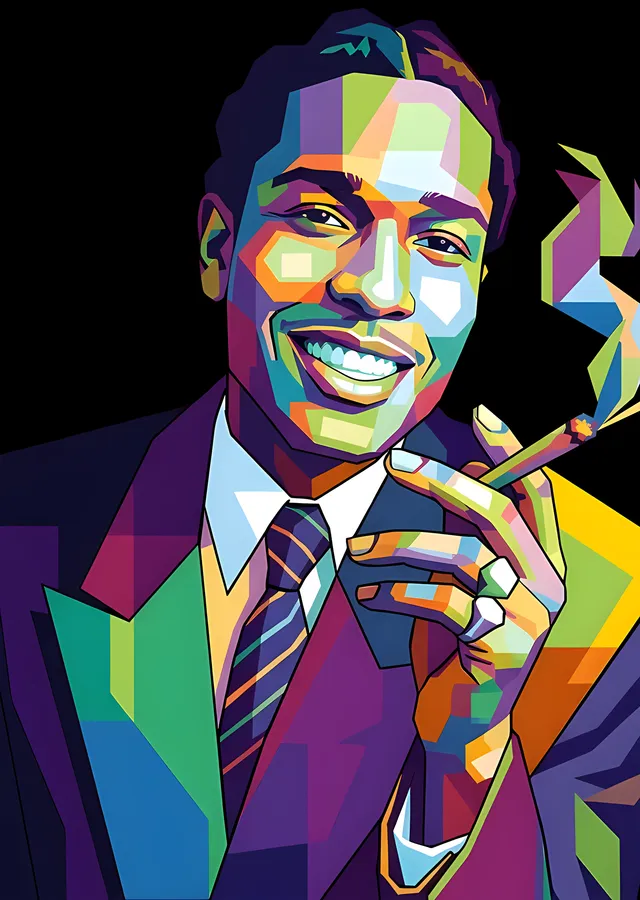 ASAP Rocky - Kravatlı Pop Art Portre metal tablo