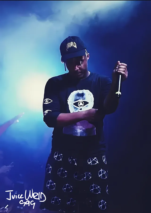 Juice WRLD - Mavi Işıkta Portre metal tablo