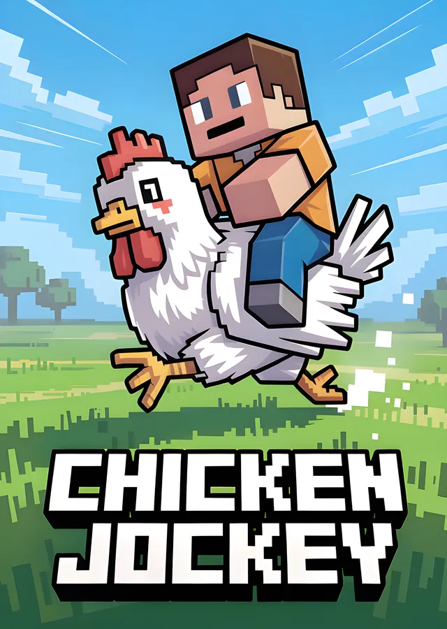 Minecraft - Chicken Jockey Çayır Koşusu metal tablo
