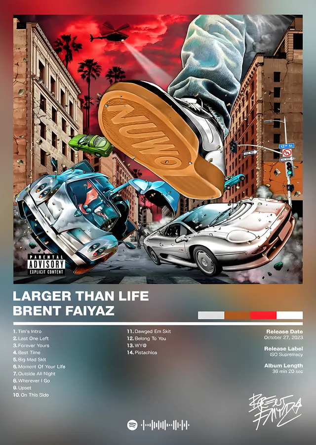 Brent Faiyaz - Larger Than Life metal tablo