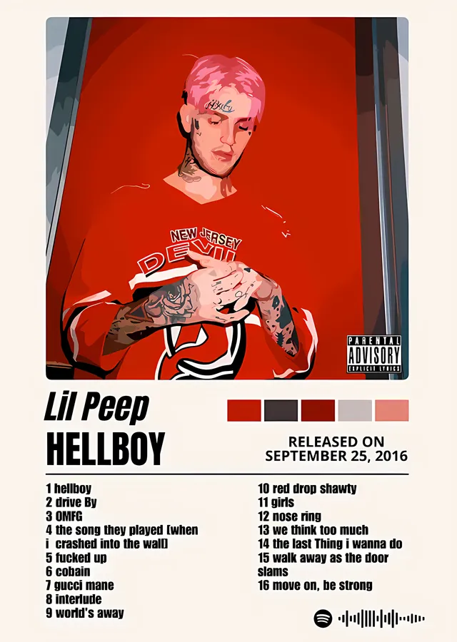Lil Peep - Hellboy Beyaz Künye metal tablo