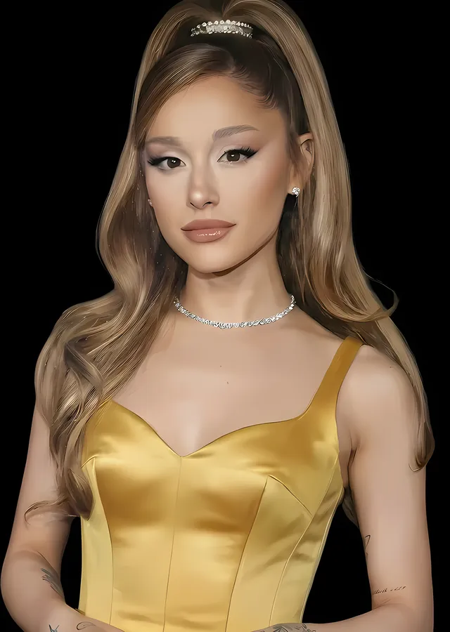Ariana Grande - Altın Elbise metal tablo