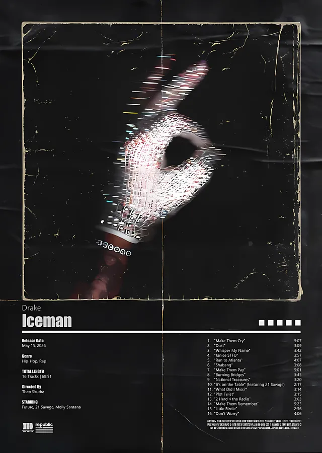 Drake - Iceman Albüm Kartı metal tablo