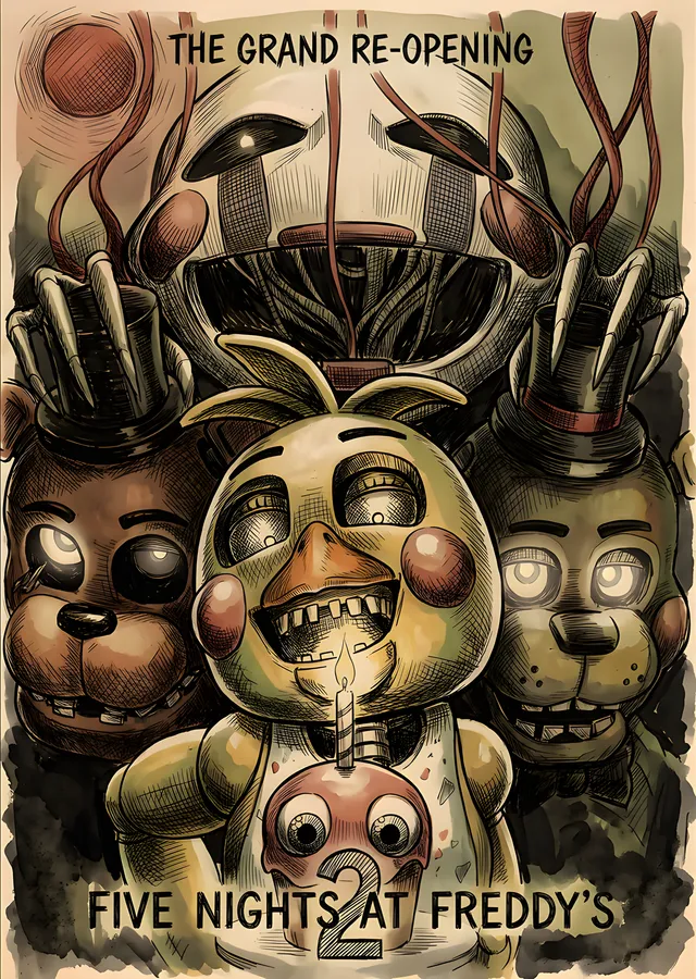 Five Nights at Freddy's 2 - The Grand Re-Opening metal tablo