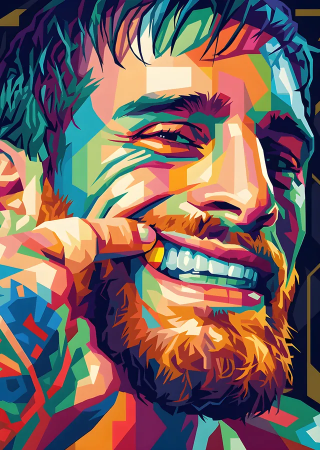 Ilia Topuria - Gülen Pop Art metal tablo