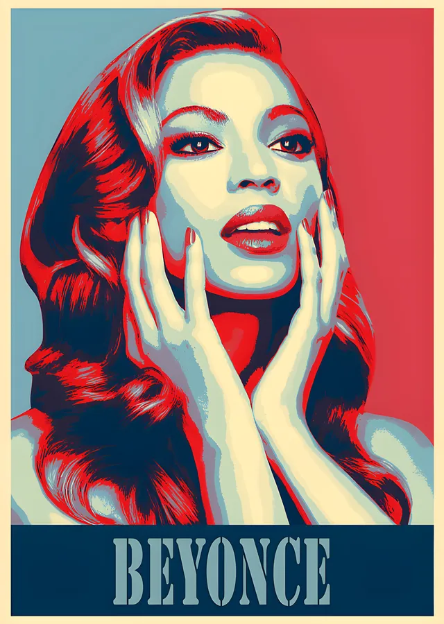 Beyoncé - Kırmızı Poster Portre metal tablo