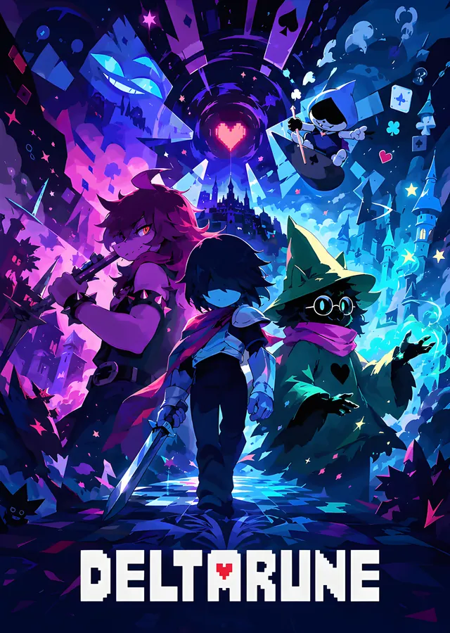 Deltarune - Mor Neon Kart Diyarı metal tablo