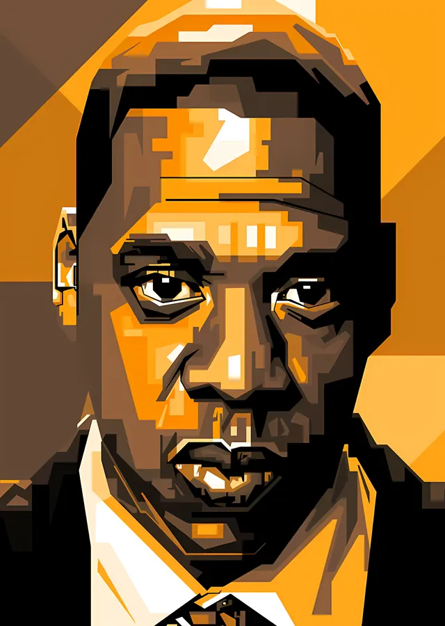 Jay-Z - Turuncu Zeminde Vektör Portre metal tablo