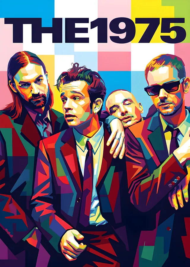 The 1975 - Pastel Renk Bloklu Grup metal tablo