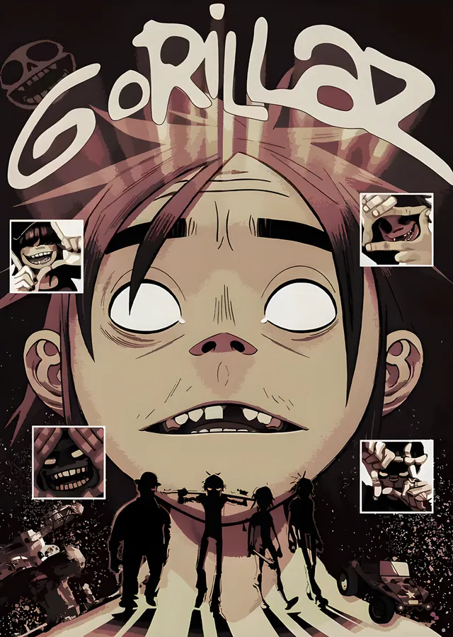 Gorillaz - 2D'nin Devasa Yüzü metal tablo