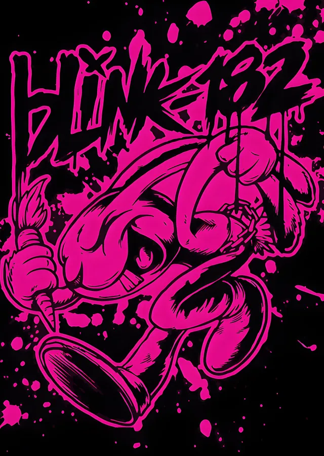Blink-182 - Neon Pembe Tavşan Grafitisi metal tablo
