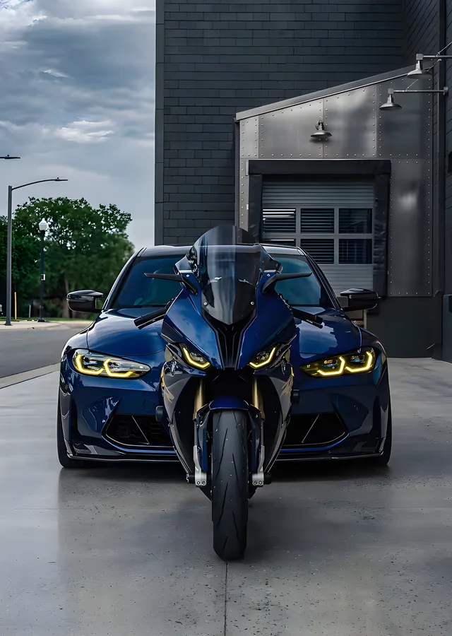 BMW - Mavi Spor Otomobil Ön Kare metal tablo