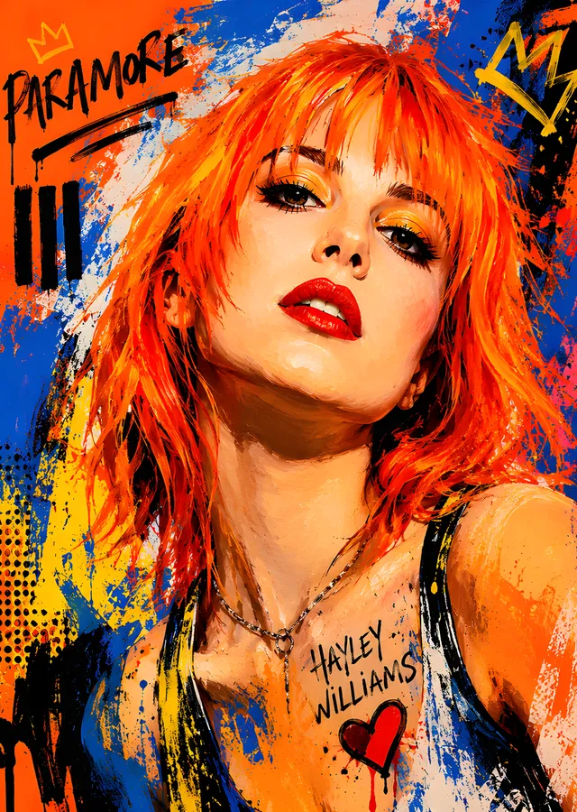Paramore - Turuncu Saç Pop Art Portre metal tablo