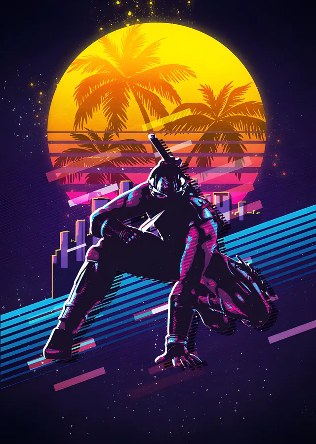 Synthwave Ninja metal tablo