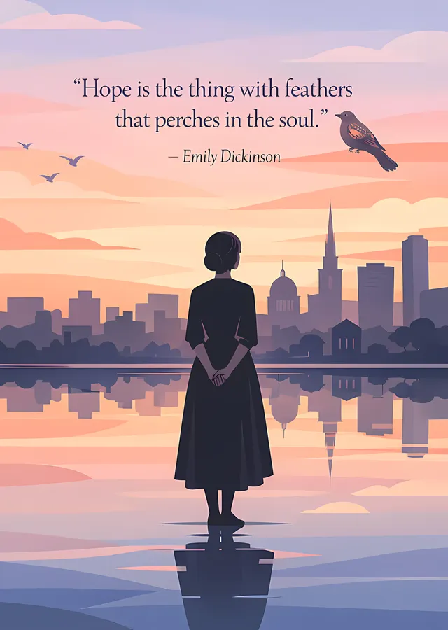 Emily Dickinson Gün Batımında Silüet metal tablo