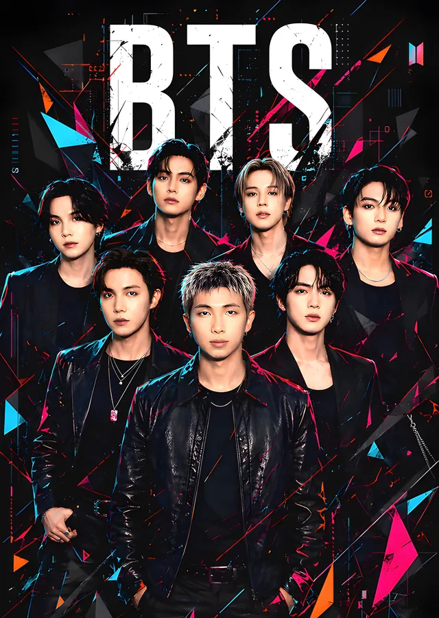BTS - Siyah Deri Grup Portresi metal tablo