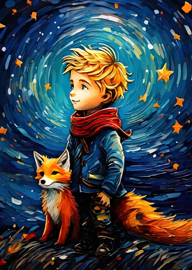 The Little Prince - Kırmızı Atkı ve Tilki metal tablo