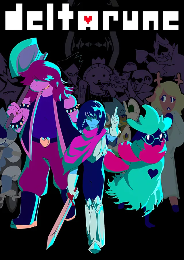 Deltarune - Siyah Zeminde Tüm Kadro metal tablo