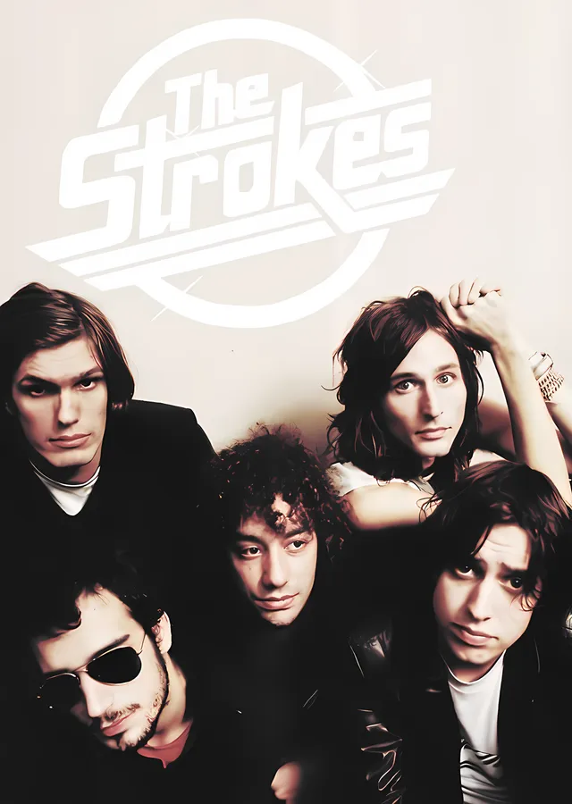 The Strokes - Beyaz Logolu Grup Karesi metal tablo