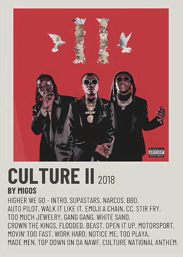 Migos - Culture II Minimal Künye metal tablo