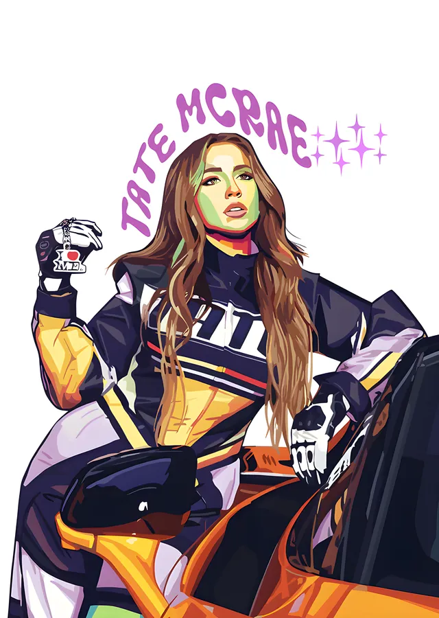 Tate McRae - Beyaz Zeminde Pop Art metal tablo